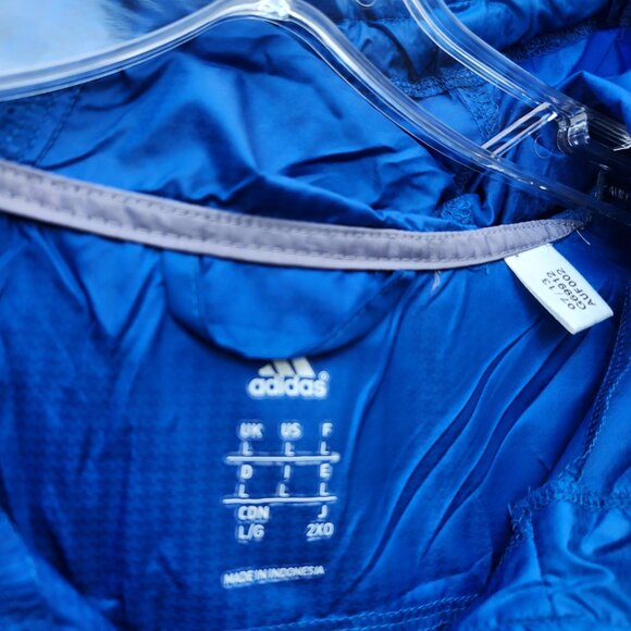 Adidas Lightweight Windbreaker Jacket L- BLUE w/GREY STRIPES - Picture 4 of 4